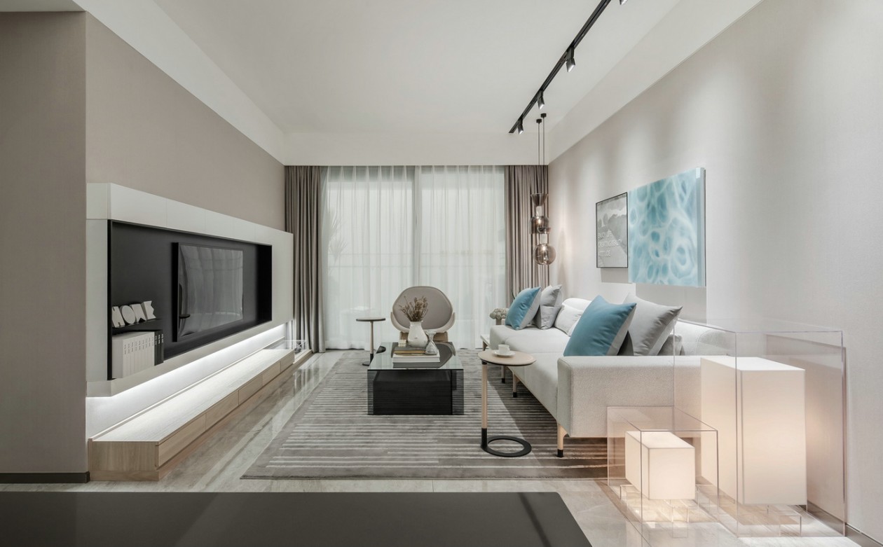 现代简约风格室内家装案例效果图-客厅 现代简约风格室内家装案例效果图-客厅