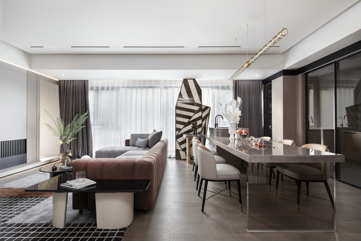 现代轻奢风格室内设计家装案例-客餐厅 现代轻奢风格室内设计家装案例-客餐厅