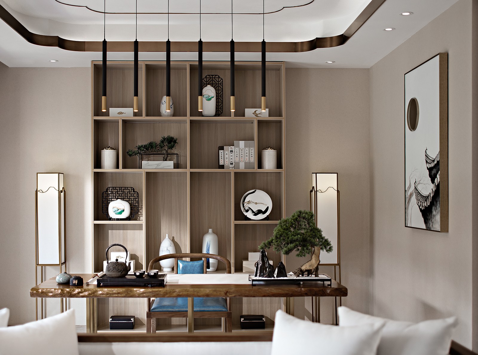 佛山装修公司新中式风格室内装修效果图-书房 佛山装修公司新中式风格室内装修效果图-书房