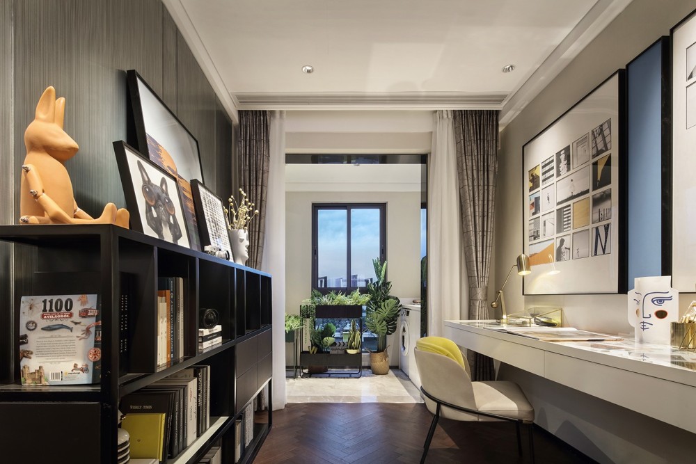 现代轻奢风格室内家装案例效果图-书房 现代轻奢风格室内家装案例效果图-书房