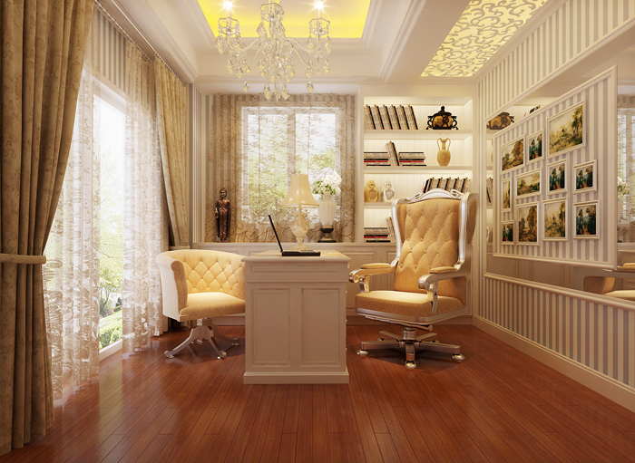佛山装修公司现代欧式风格别墅装修效果图-书房 佛山装修公司现代欧式风格别墅装修效果图-书房