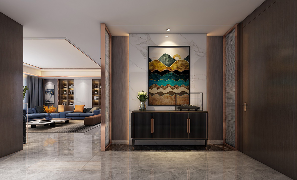 轻奢风格别墅装修设计效果图-东逸湾别墅348平米-别墅装修设计玄关 轻奢风格别墅装修设计效果图-东逸湾别墅348平米-别墅装修设计玄关