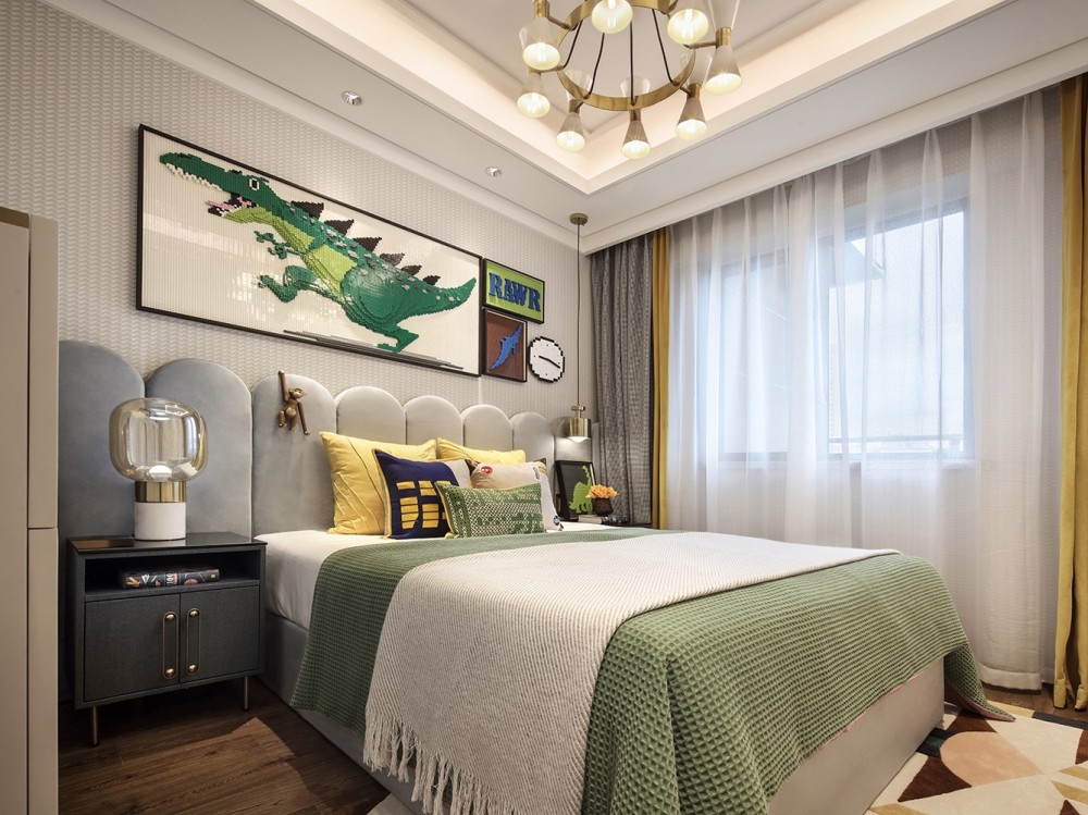 现代轻奢风格室内家装案例效果图-次卧 现代轻奢风格室内家装案例效果图-次卧