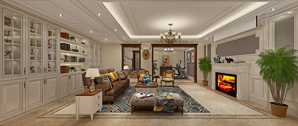 包头小白河别墅320平米简美风格装修案例-二楼客厅 包头小白河别墅320平米简美风格装修案例-二楼客厅