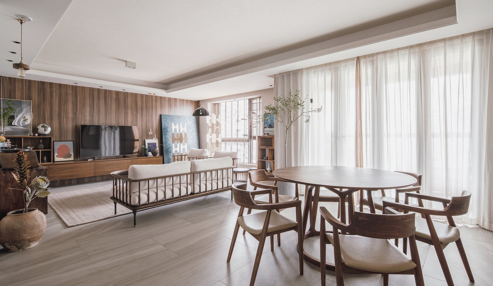 原木简约风格室内家装案例效果图-餐厅 原木简约风格室内家装案例效果图-餐厅