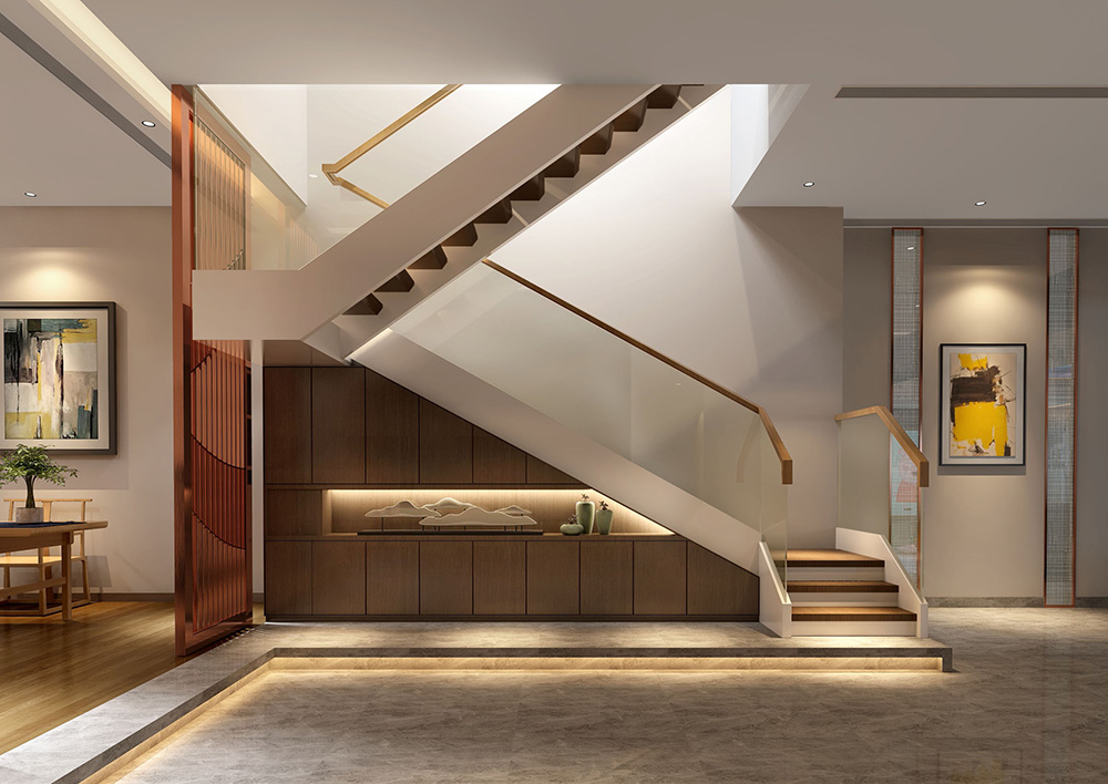 轻奢风格别墅装修设计效果图-东逸湾别墅348平米-别墅装修设计楼梯 轻奢风格别墅装修设计效果图-东逸湾别墅348平米-别墅装修设计楼梯