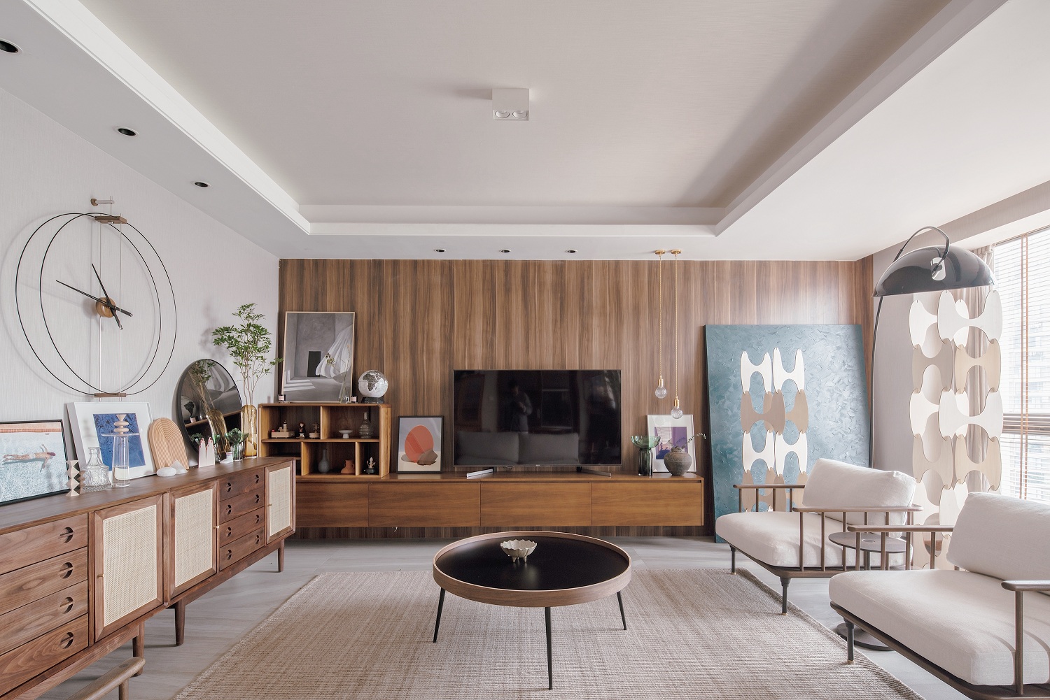 原木简约风格室内家装案例效果图-客厅电视背景墙 原木简约风格室内家装案例效果图-客厅电视背景墙